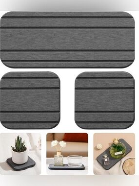 Gray Textured Rectangular Coasters - Set of 3